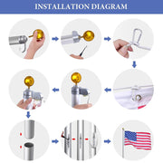 DIY Aluminum Sectional Flagpole Kit with US Flag(20/25/30FT Options)