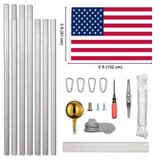 DIY 25 ft Aluminum Sectional Flagpole Kit with American Flag