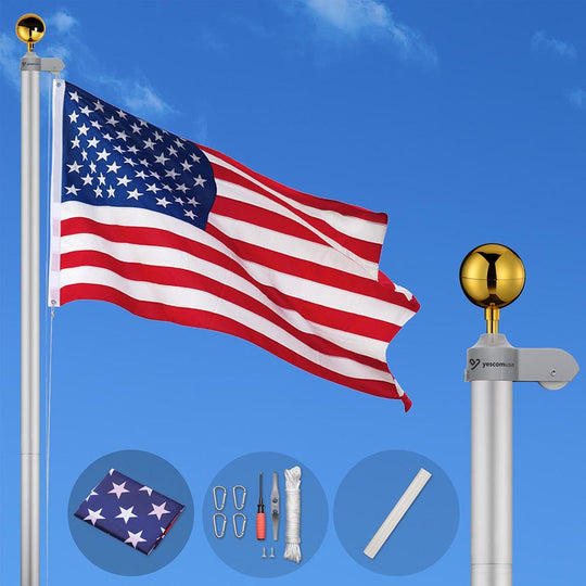 DIY 30 ft Aluminum Sectional Flagpole Kit with American Flag