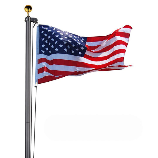 DIY 25 ft Aluminum Sectional Flagpole Kit with American Flag
