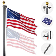DIY 30 ft Aluminum Sectional Flagpole Kit with American Flag