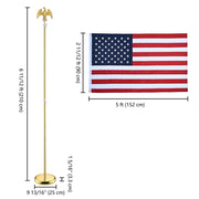 DIY Set(2) 6ft Indoor Flag Poles with Stand (Ball Eagle Optional)