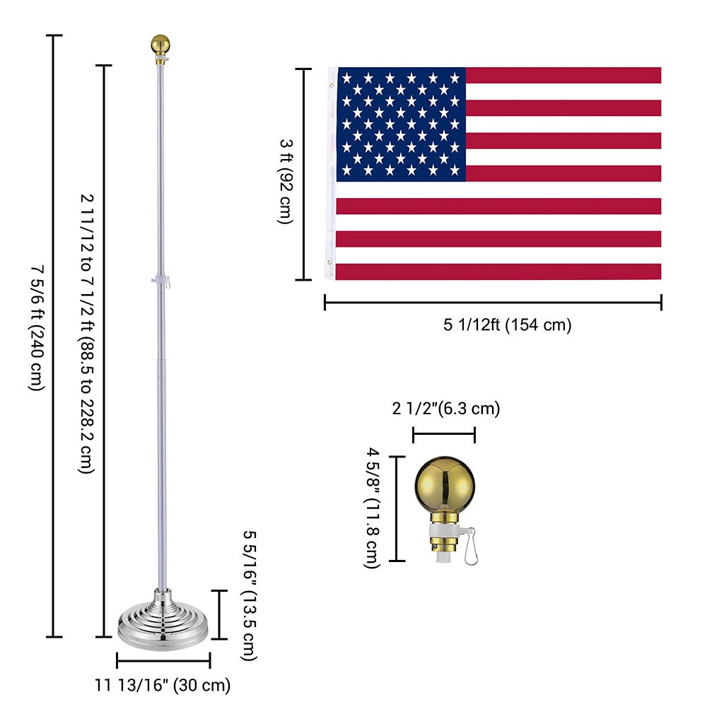 8ft Indoor Flag Pole with Stand (Ball Eagle Optional) – The DIY Outlet