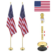 DIY Set(2) 8ft Indoor Flag Poles with Stand (Ball Eagle Optional)