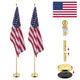 DIY Set(2) 8ft Indoor Flag Poles with Stand (Ball Eagle Optional)