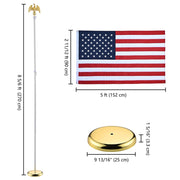 DIY Set(2) 8ft Indoor Flag Poles with Stand (Ball Eagle Optional)