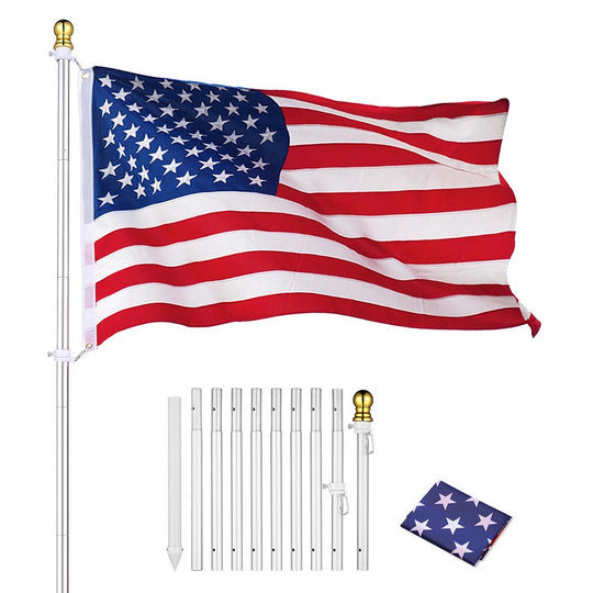 DIY 10ft Residential Flagpole Kit Sectional Aluminum Pole