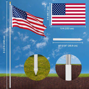 DIY 10ft Residential Flagpole Kit Sectional Aluminum Pole