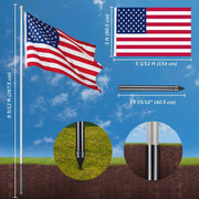 10ft Residential Flagpole Kit Sectional Aluminum Pole