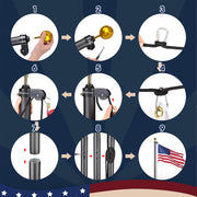 DIY 13Gauge Sectional Flag Pole with Solar Light Luxury Eagle (20/25/30FT)