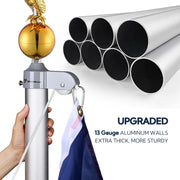 DIY Aluminum Flag Pole Kit Luxury Eagle, Solar Light & Dock Mount