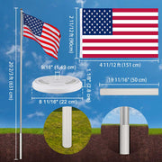 DIY 20 ft Lighted Flag Pole for House with Solar Light on Top