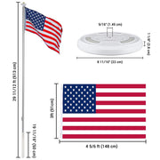 30 ft Lighted Flag Pole for House with Solar Light on Top