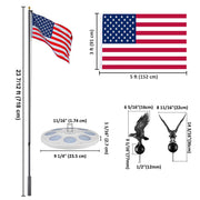 DIY 13Gauge Sectional Flag Pole with Solar Light Luxury Eagle (20/25/30FT)