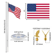 DIY 13Gauge Sectional Flag Pole with Solar Light Luxury Eagle (20/25/30FT)
