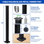 DIY Railing Post - 2x2x36in T304 Stainless Steel Single Corner Post 16-Gauge