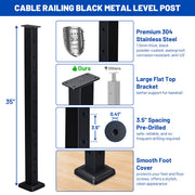 DIY Railing Post - 2x2x36in T304 Stainless Steel Level Post 16-Gauge