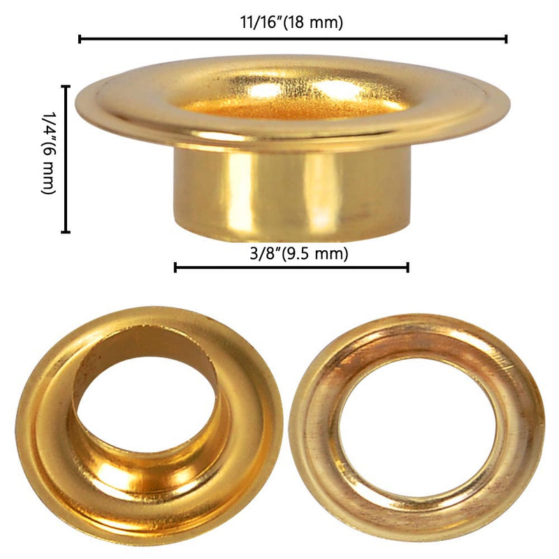 3/8" #2 Brass Grommets and Washers Pack 1000