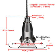 DIY 20ct. Adjustable Wire Rope Gripper Hinged Mount for 1-2mm Cable