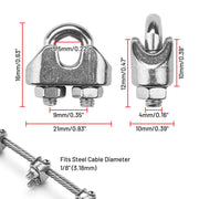 DIY Wire Rope Clip Stainless Steel Cable Fasteners 18ct.