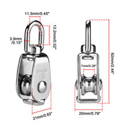 DIY M15 Wire Rope Pulley Block Swivel Top Hook 304 Stainless Steel 6ct.