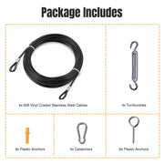 DIY 7x7 Wire Rope T304 Stainless Steel (4x)60' (Vinyl Coating 2.5mm)