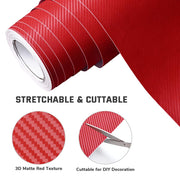 DIY 3D Red Carbon Fiber Hood Wrap Auto Vinyl Wrap Roll 5x98ft