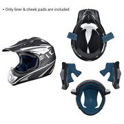 Dirt Bike Helmet Liner and Cheek Pads for AHR H-VEN30