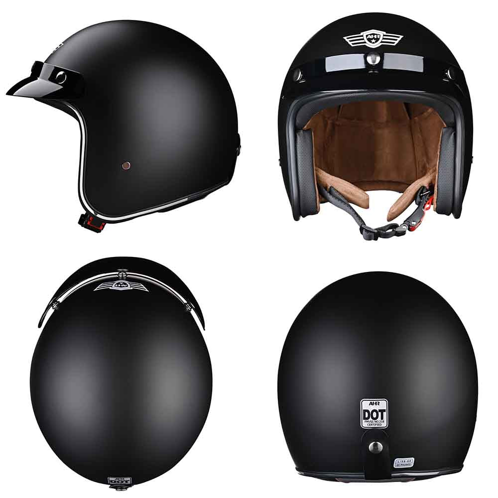 DIY 3/4 Open Face Motorcycle Helmet DOT Matte Black S-XXL DIY 3/4 Open Face Motorcycle Helmet DOT Matte Black S-XXL