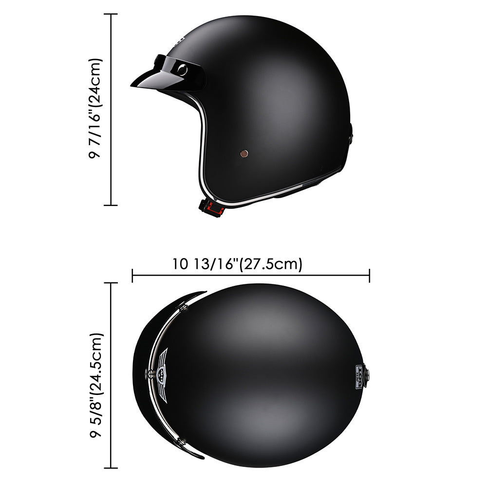 DIY 3/4 Open Face Motorcycle Helmet DOT Matte Black S-XXL DIY 3/4 Open Face Motorcycle Helmet DOT Matte Black S-XXL