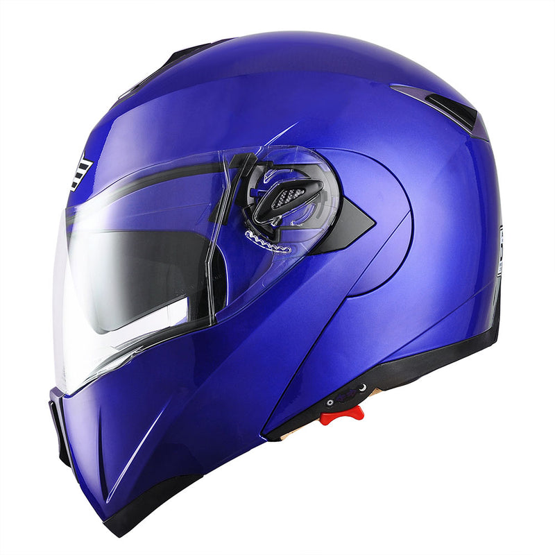 Full Face Dual Visors DOT Flip Up Motor Helmet Blue M L XL