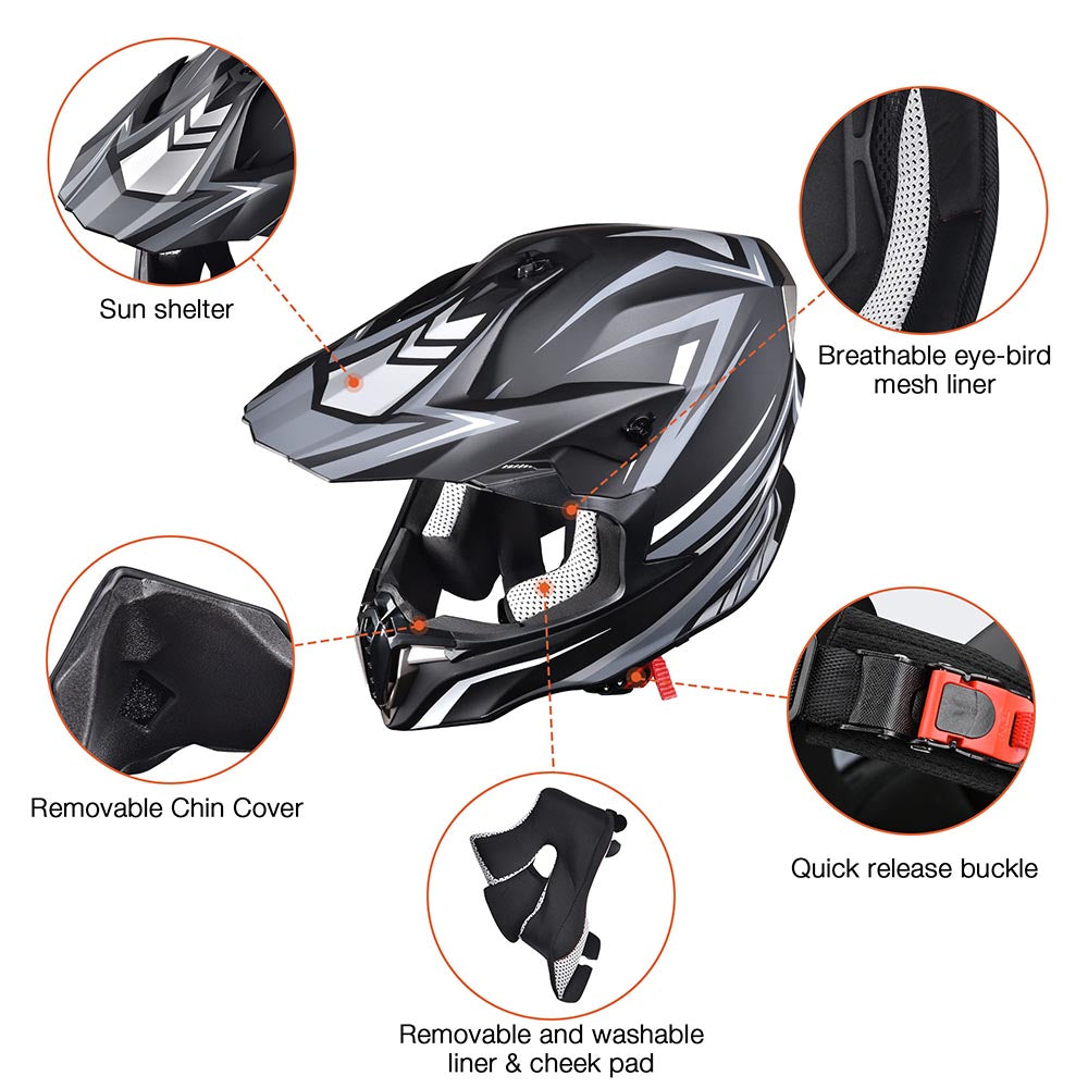 dirt bike helmets around me DIY AHR Dirt Bike Helmet DOT Full Face MX Motocross Helmet Black