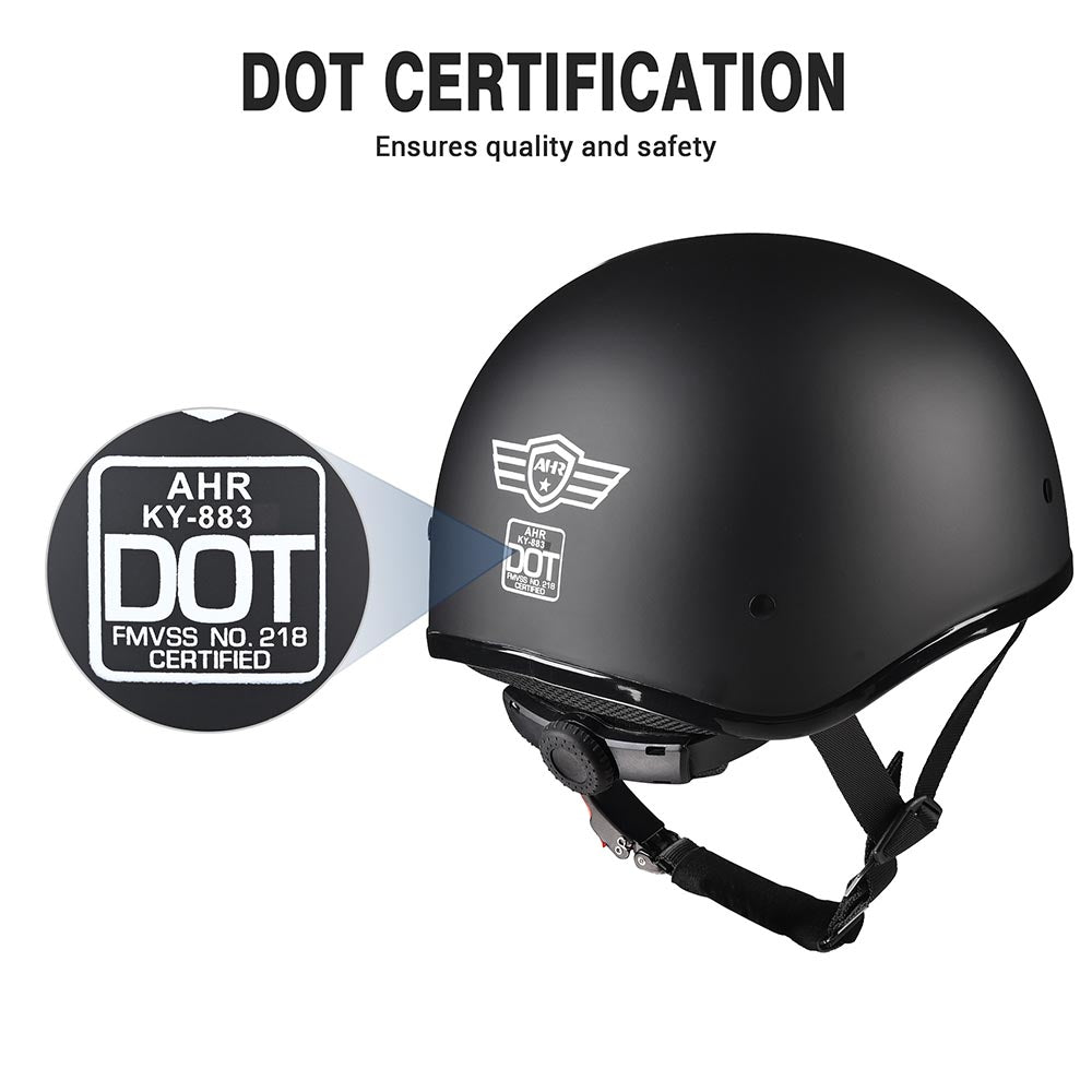 1/2 Open Face Motorcycle Helmet DOT Matt Black 1/2 Open Face Motorcycle Helmet DOT Matt Black