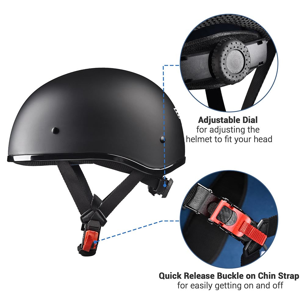 1/2 Open Face Motorcycle Helmet DOT Matt Black 1/2 Open Face Motorcycle Helmet DOT Matt Black