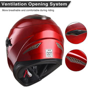 Full Face Dual Visors DOT Motor Helmet Red S M L XL