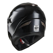 Full Face Dual Visors DOT Motor Helmet Glossy Black S M L XL