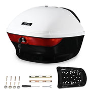 DIY White Motorcycle Trunk with Backrest, Quick Release Options