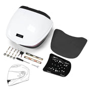 DIY White Motorcycle Trunk with Backrest, Quick Release Options