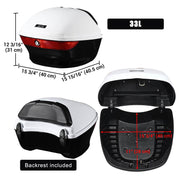 DIY White Motorcycle Trunk with Backrest, Quick Release Options