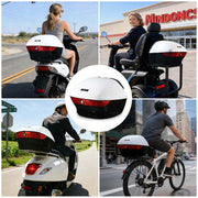 DIY White Motorcycle Trunk with Backrest, Quick Release Options