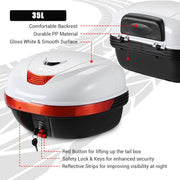 DIY White Motorcycle Trunk with Backrest, Quick Release Options