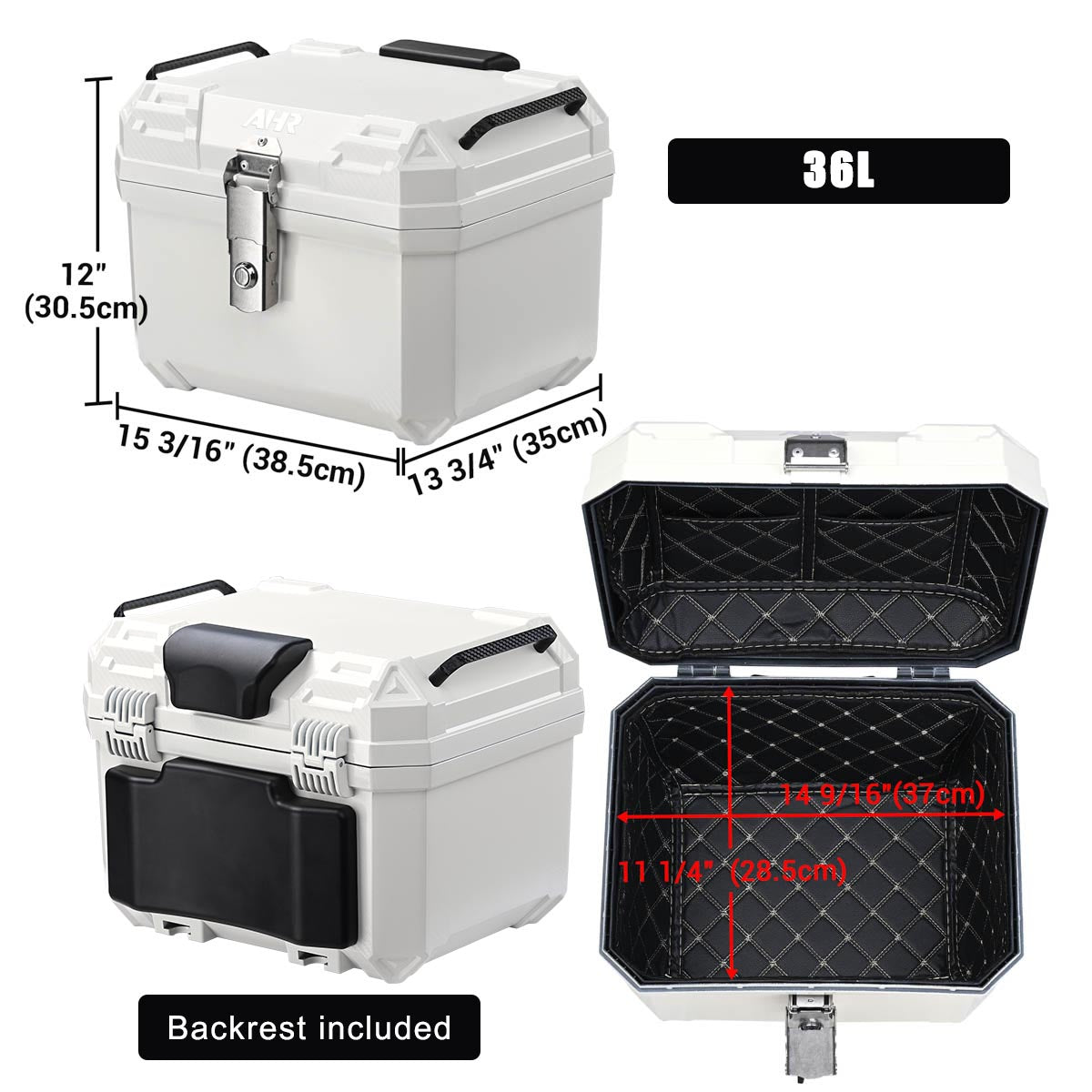 DIY White Boxy Motorcycle Trunk with Backrest