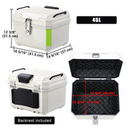 DIY White Boxy Motorcycle Trunk with Backrest