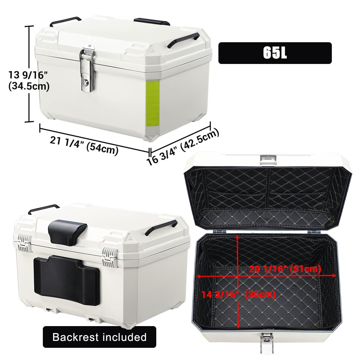 DIY White Boxy Motorcycle Trunk with Backrest