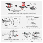 DIY White Boxy Motorcycle Trunk with Backrest