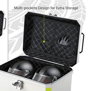 DIY White Boxy Motorcycle Trunk with Backrest