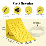 DIY Wheel Chocks with Rope & Handle for 35in Tire, 66,000lbs GVWR