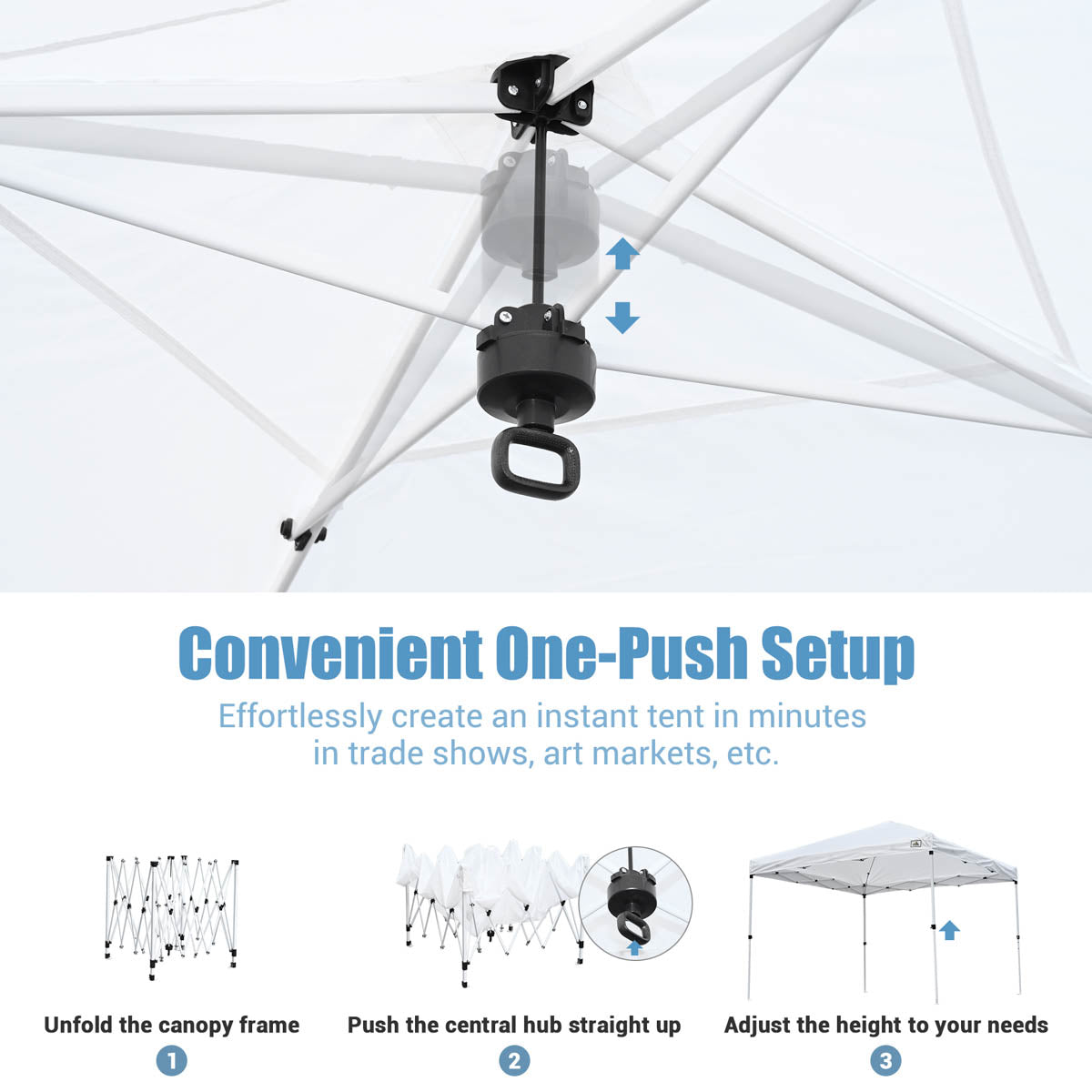 easy foldable tent DIY White Pop Up Canopy Tent Wheeled Bag Included, Optional Sides