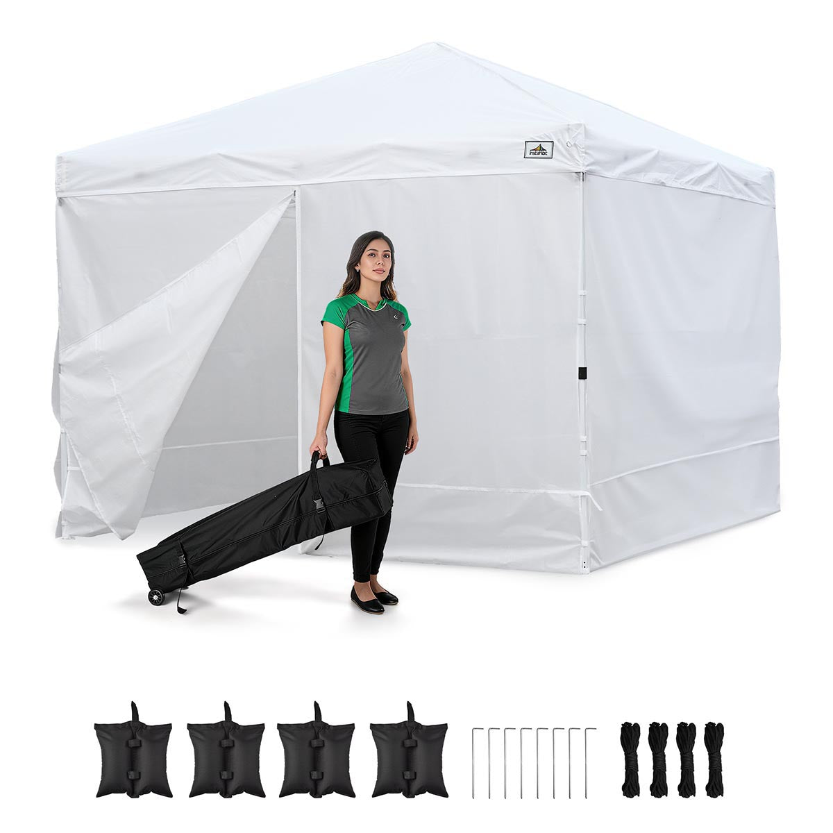 stand up pop up tent DIY White Pop Up Canopy Tent Wheeled Bag Included, Optional Sides