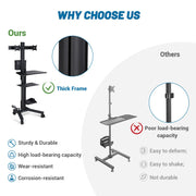 DIY Mobile Workstation Cart Computer Workstation 2-Monitor